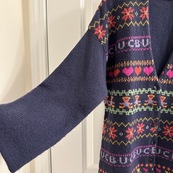 United Colors Of Benetton Small Button Up Violet Colorful Cardigan Sweater VTG - Picture 4 of 10